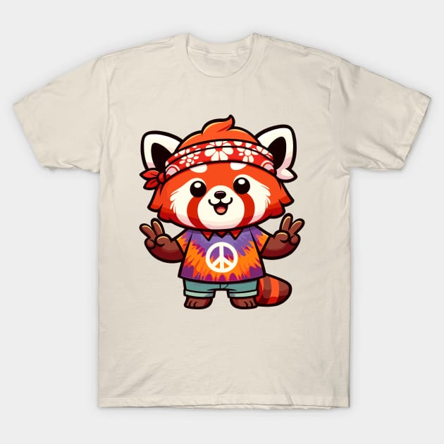 Red Panda's Hippie Peace T-Shirt by The Tee Bizarre